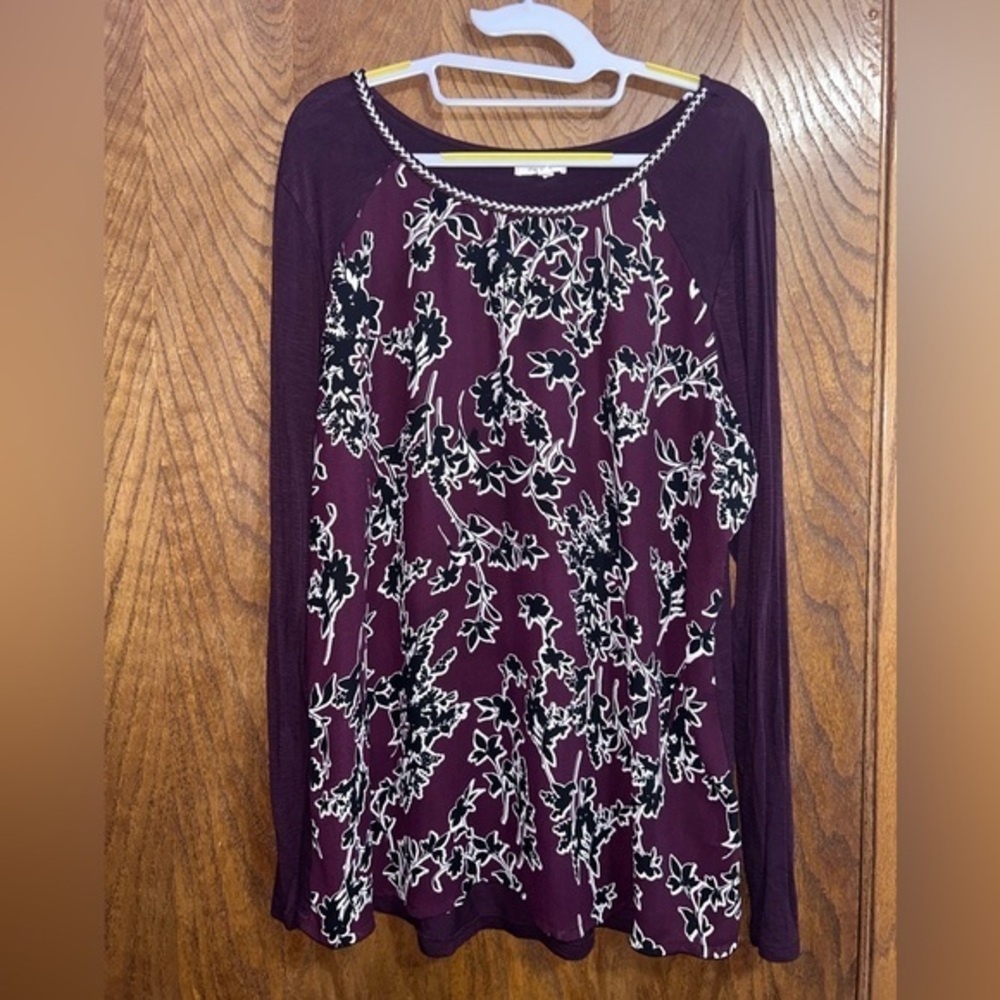 Maurices XXL long sleeve wine & black tee